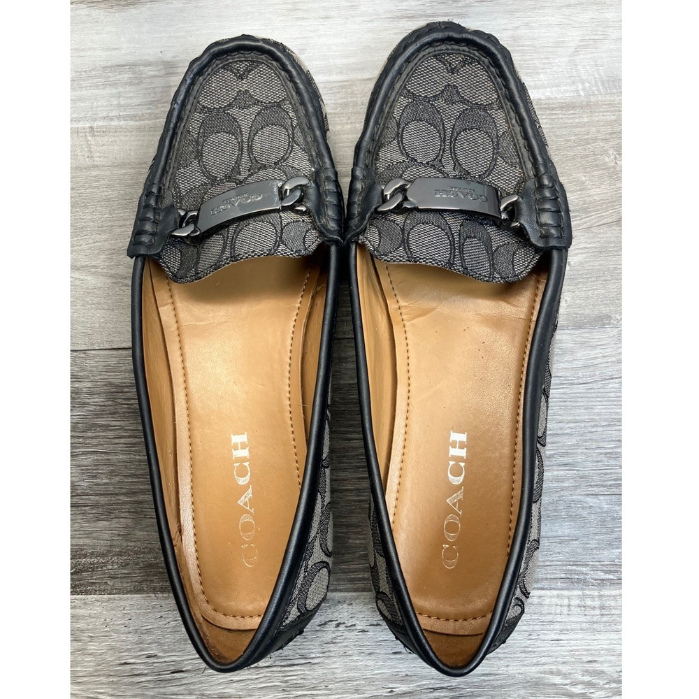 Coach Olive Signature Monogram Driving Loafers Black Charcoal US 8.5B A01918 - Picture 5 of 7